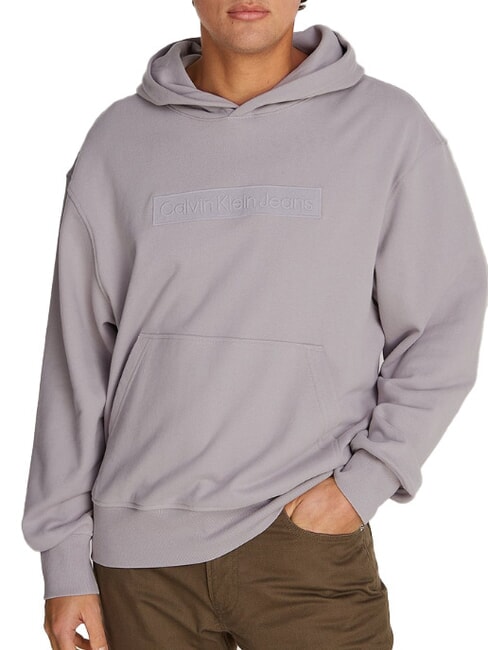 CALVIN KLEIN CK JEANS Hoodie with box logo gull gray - Sweatshirts