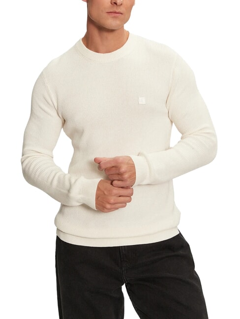 CALVIN KLEIN CK JEANS Ribbed crew neck sweater ivory - Men's Sweaters