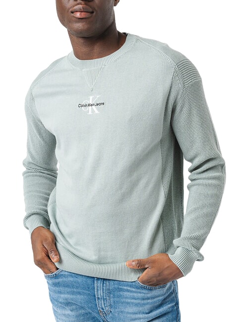CALVIN KLEIN CK JEANS Cotton sweater with logo slate gray - Men's Sweaters