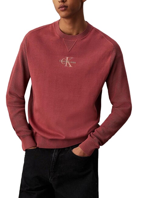 CALVIN KLEIN CK JEANS Cotton sweater with logo apple butter - Men's Sweaters