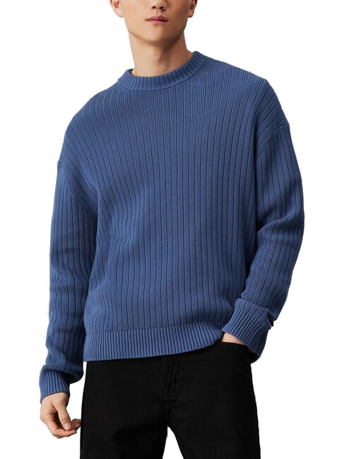 CALVIN KLEIN CK JEANS Regular fit crew neck sweater blue coast - Men's Sweaters