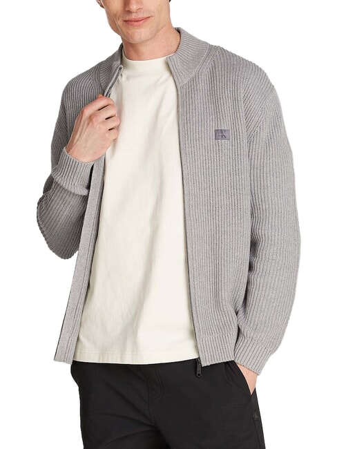 CALVIN KLEIN CK JEANS Full-zip cotton cardigan grey heather - Men's Sweaters