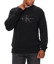CALVIN KLEIN CK JEANS Crewneck sweater with teddy logo - Men's Sweaters