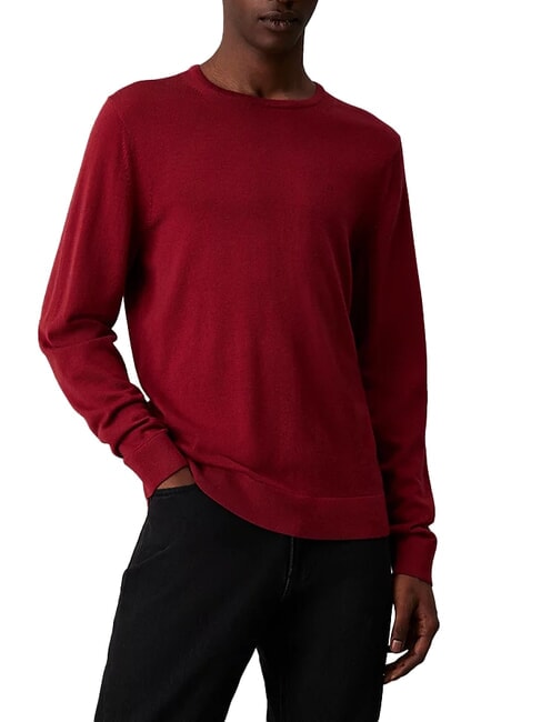 CALVIN KLEIN SUPERIOR WOOL Round neck wool sweater Syrah - Men's Sweaters