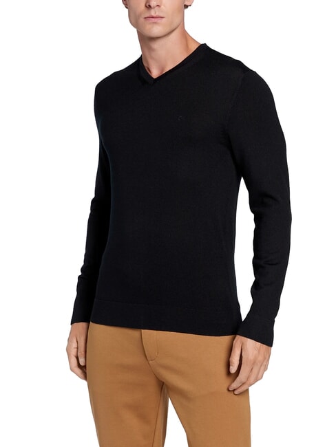 CALVIN KLEIN CK V-neck wool sweater, regular fit ck black - Men's Sweaters