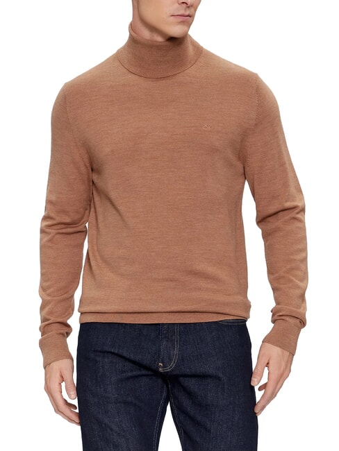 CALVIN KLEIN CK Slim-fit wool turtleneck sweater travertine heather - Men's Sweaters