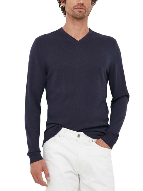 CALVIN KLEIN CK V-neck wool sweater, regular fit night sky - Men's Sweaters