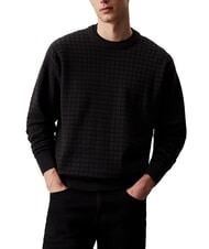CALVIN KLEIN CK Crew neck sweater with checked texture - Men's Sweaters