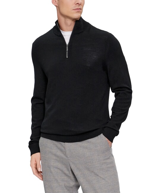 CALVIN KLEIN CK Wool turtleneck sweater with zip ck black - Men's Sweaters