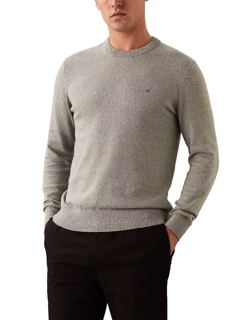 CALVIN KLEIN CK Mouliné cotton sweater midnight forest - Men's Sweaters