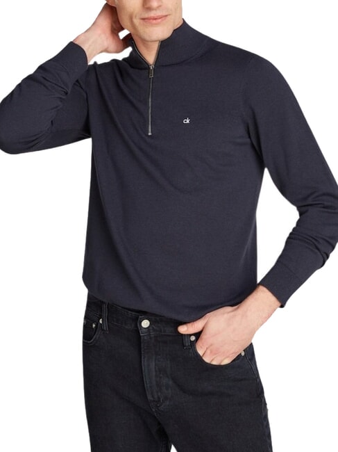 CALVIN KLEIN CK Slim fit zip-up turtleneck sweater night sky - Men's Sweaters