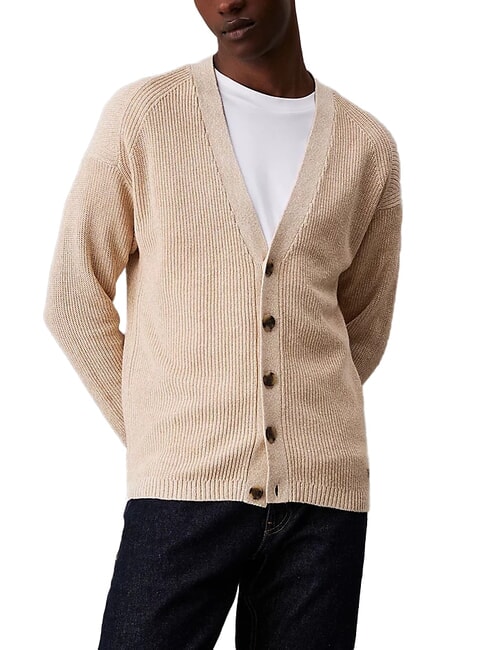 CALVIN KLEIN CK Cardigan sweater with buttons seed pearl - Men's Sweaters