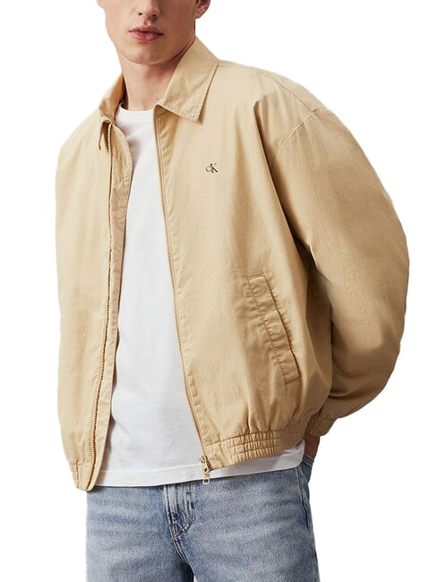 CALVIN KLEIN CK JEANS Relaxed fit jacket with zip pale khaki - Men's Jackets