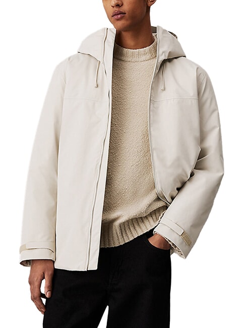 CALVIN KLEIN CK JEANS Technical fabric hooded jacket pelican - Men's Jackets