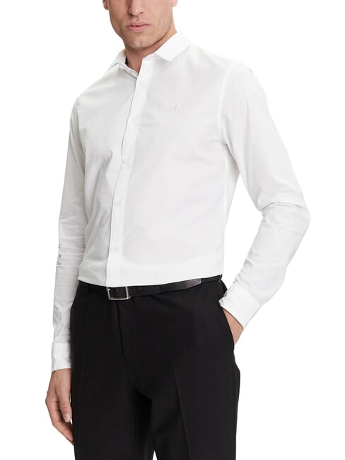 CALVIN KLEIN CK JEANS Slim fit stretch long-sleeved shirt bright white - Men's Shirts