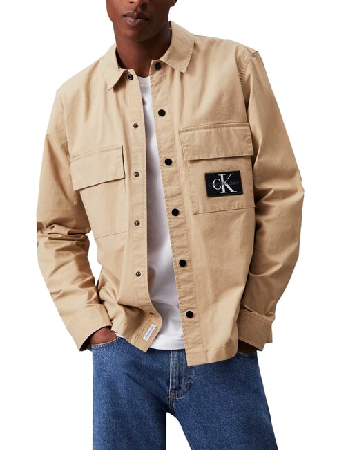 CALVIN KLEIN CK JEANS Relaxed fit long-sleeved cargo shirt travertines - Men's Shirts