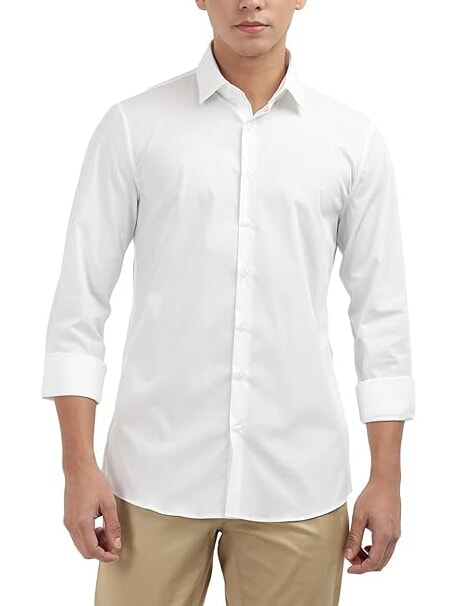 CALVIN KLEIN CK Slim fit cotton poplin shirt bright white - Men's Shirts