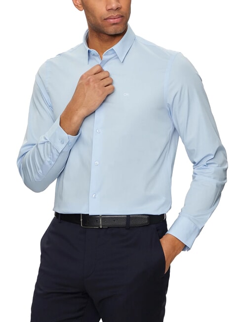 CALVIN KLEIN STRETCH POPLIN Slim fit cotton shirt calm blue - Men's Shirts