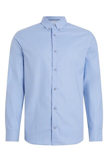 CALVIN KLEIN CK Slim fit striped long-sleeved shirt blue view - Men's Shirts