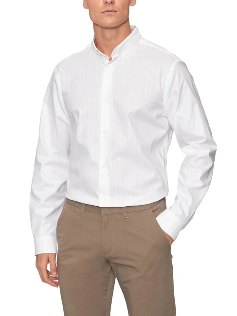 CALVIN KLEIN CK Slim fit striped long-sleeved shirt bright white - Men's Shirts