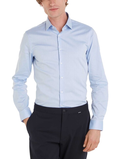 CALVIN KLEIN CK Slim fit cotton long-sleeved shirt blue view - Men's Shirts