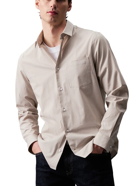 CALVIN KLEIN CK Stretch poplin striped shirt London Fog - Men's Shirts