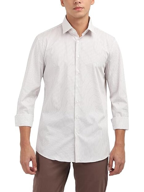 CALVIN KLEIN CK Slim fit striped long-sleeved shirt Syrah - Men's Shirts