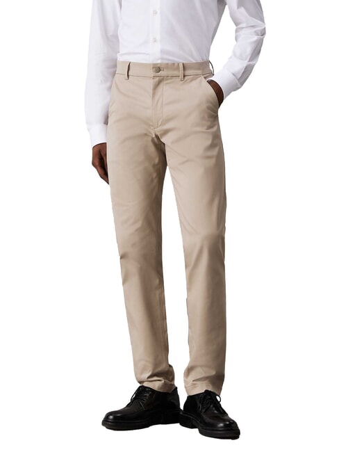CALVIN KLEIN CK Slim fit mid-rise chino trousers fresh clay - Trousers