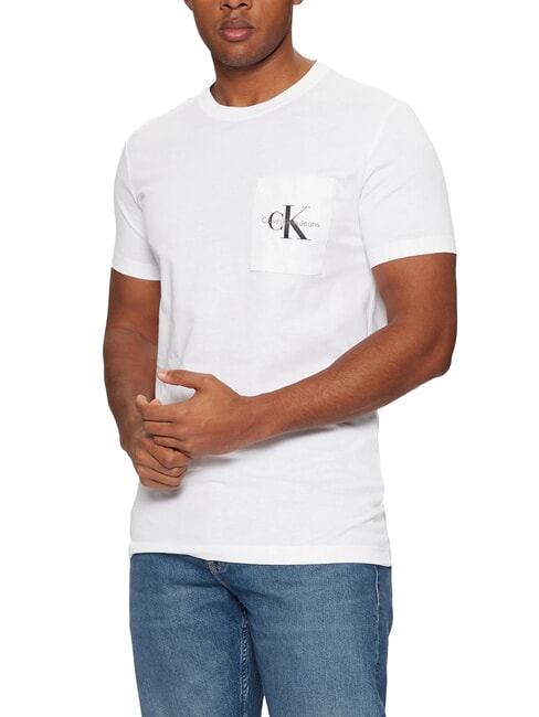 CALVIN KLEIN CK JEANS Slim fit short-sleeved T-shirt with pocket bright white - T-shirt