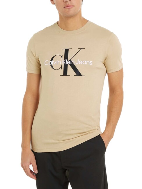 CALVIN KLEIN CK JEANS Short-sleeved T-shirt with print pale khaki - T-shirt