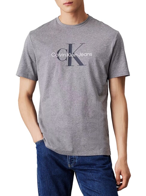 CALVIN KLEIN CK JEANS Regular-fit short-sleeved T-shirt with logo print medium gray heather - T-shirt