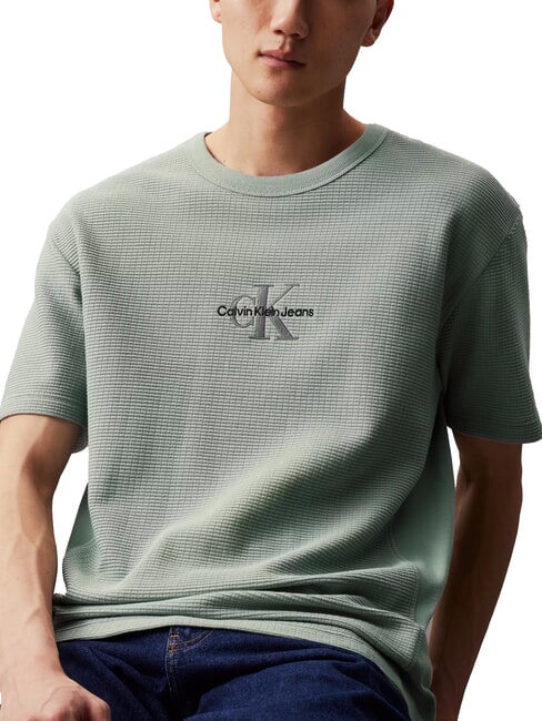 CALVIN KLEIN CK JEANS Relaxed fit short-sleeved waffle t-shirt slate gray - T-shirt