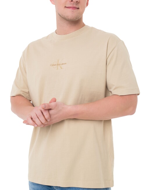 CALVIN KLEIN CK JEANS Washed monologue short-sleeved T-shirt pale khaki - T-shirt