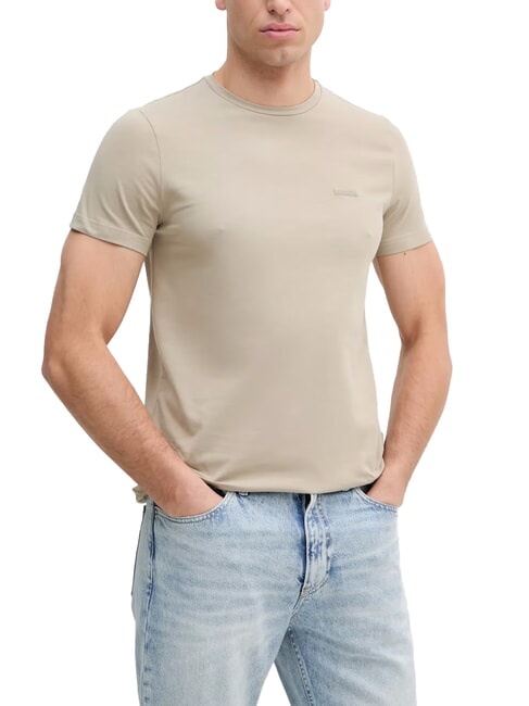 CALVIN KLEIN CK Slim fit stretch short-sleeved T-shirt stony beige - T-shirt