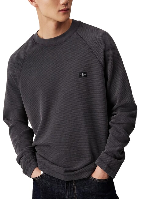 CALVIN KLEIN CK JEANS Waffle weave long-sleeved T-shirt ebony - T-shirt