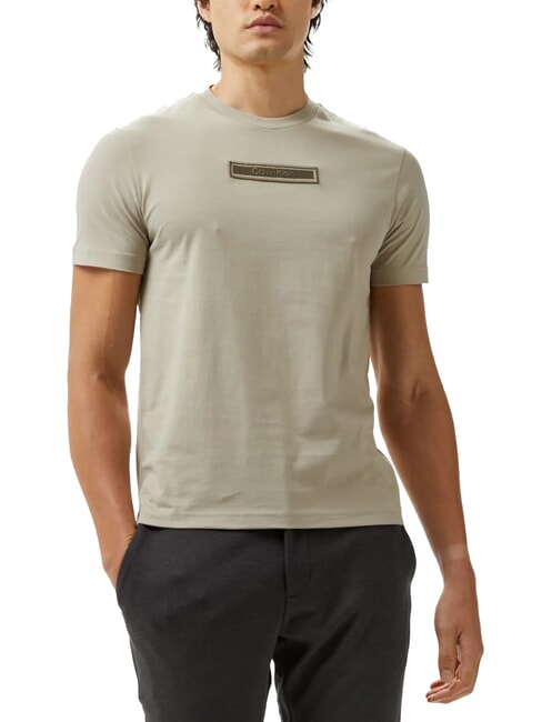 CALVIN KLEIN CK Slim fit cotton T-shirt with logo patch fresh clay - T-shirt