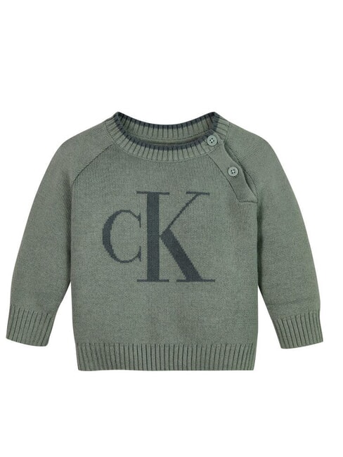 CALVIN KLEIN CK KIDS Crew neck sweatshirt with buttons meteor green - Baby Sweatshirt