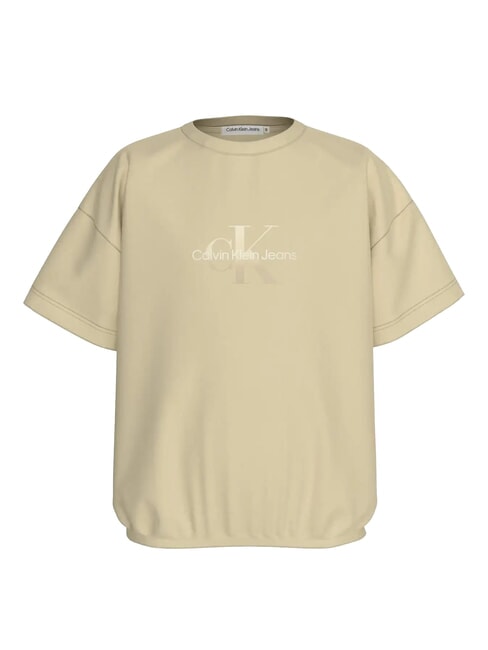 CALVIN KLEIN CK KIDS Short-sleeved elastic cotton T-shirt pale khaki - Child T-shirt