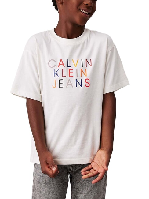 CALVIN KLEIN CK KIDS Short-sleeved T-shirt with sherpa logo ivory - Child T-shirt