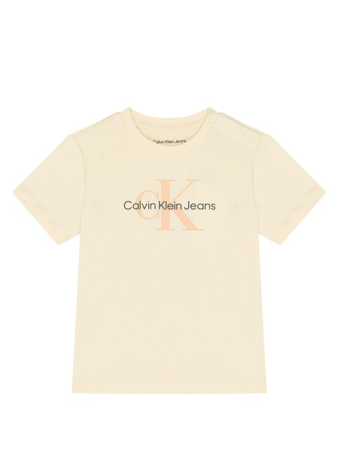 CALVIN KLEIN CK KIDS Short-sleeved T-shirt with button afterglow / pink sand logo - Child T-shirt