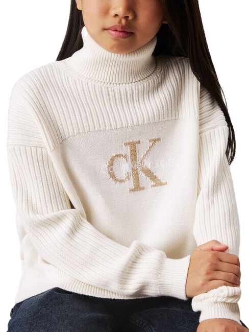 CALVIN KLEIN CK KIDS Cotton turtleneck sweater ivory - Children's Sweaters
