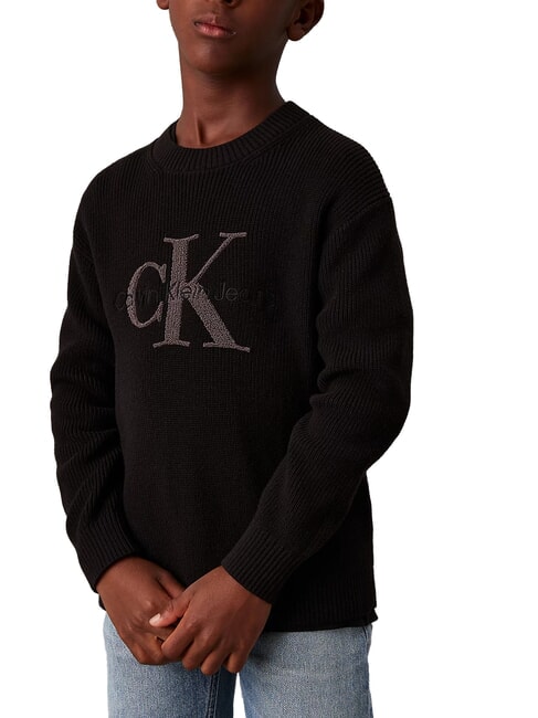 CALVIN KLEIN CK KIDS Cotton crew neck sweater with logo ck black - Children's Sweaters