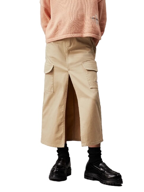 CALVIN KLEIN CK KIDS Cargo skirt with slit pale khaki - Little girls' skirts