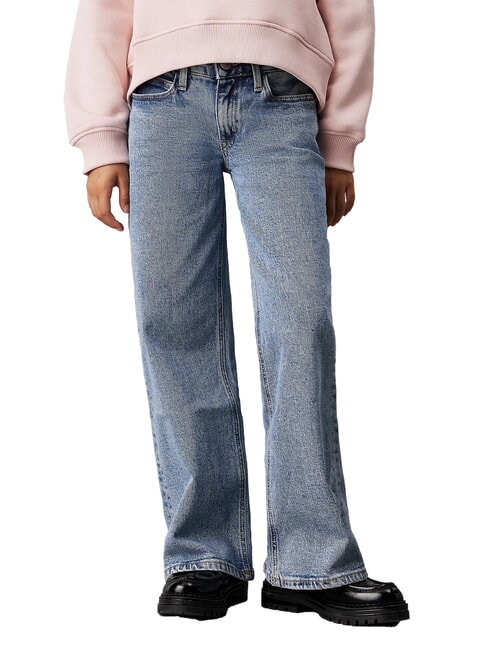 CALVIN KLEIN CK KIDS Relaxed fit wide leg jeans for girls salt and pepper blue - Children's trousers