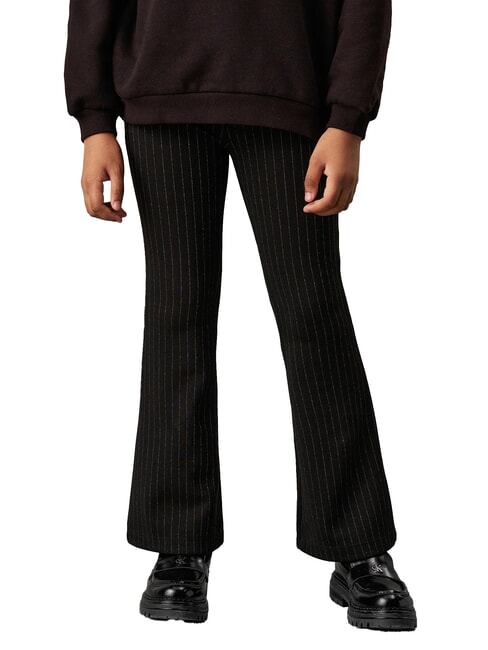 CALVIN KLEIN CK KIDS High-waisted pinstriped trousers for girls ck black - Children's trousers