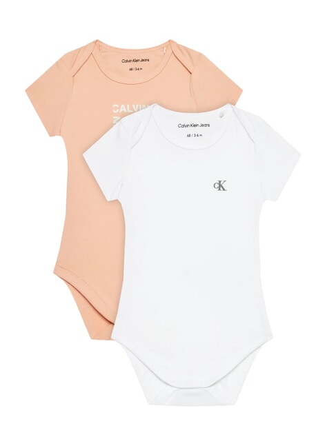 CALVIN KLEIN CK KIDS Set of 2 baby bodysuits pink sand / bright white - Rompers and baby outfits