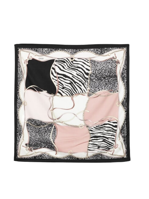 LIUJO MIX PRINT Scarf with all-over print black ribbon - Scarves