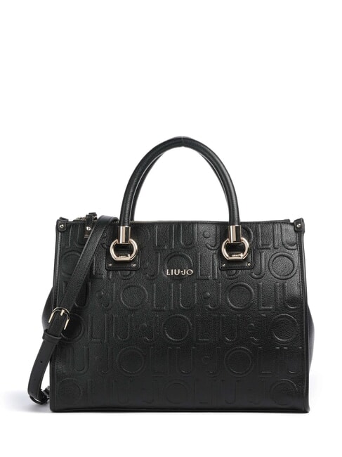 LIUJO MANHATTAN Medium satchel bag with logo BLACK - Women’s Bags