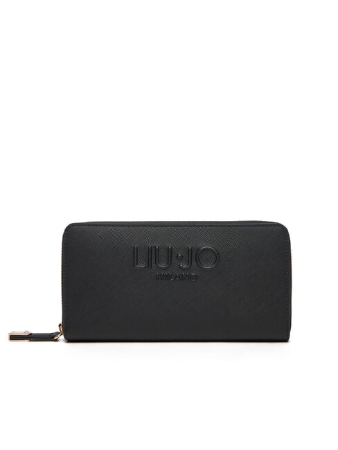 LIUJO CALIWEN Large zip-around saffiano wallet BLACK - Women’s Wallets