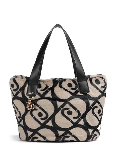 LIUJO VERRY Large plush hobo bag neutral/black - Women’s Bags